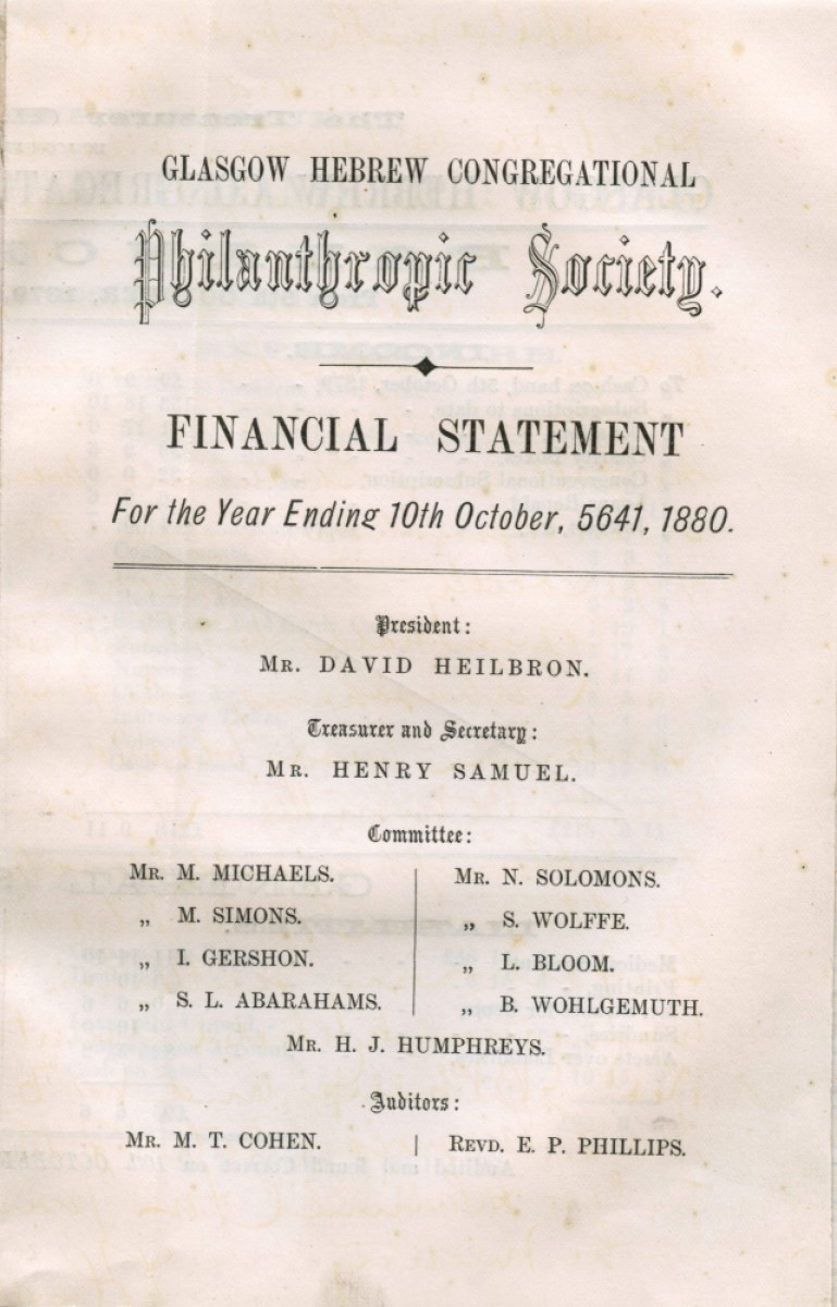 Glasgow Hebrew Philanthropic Society 1880p1